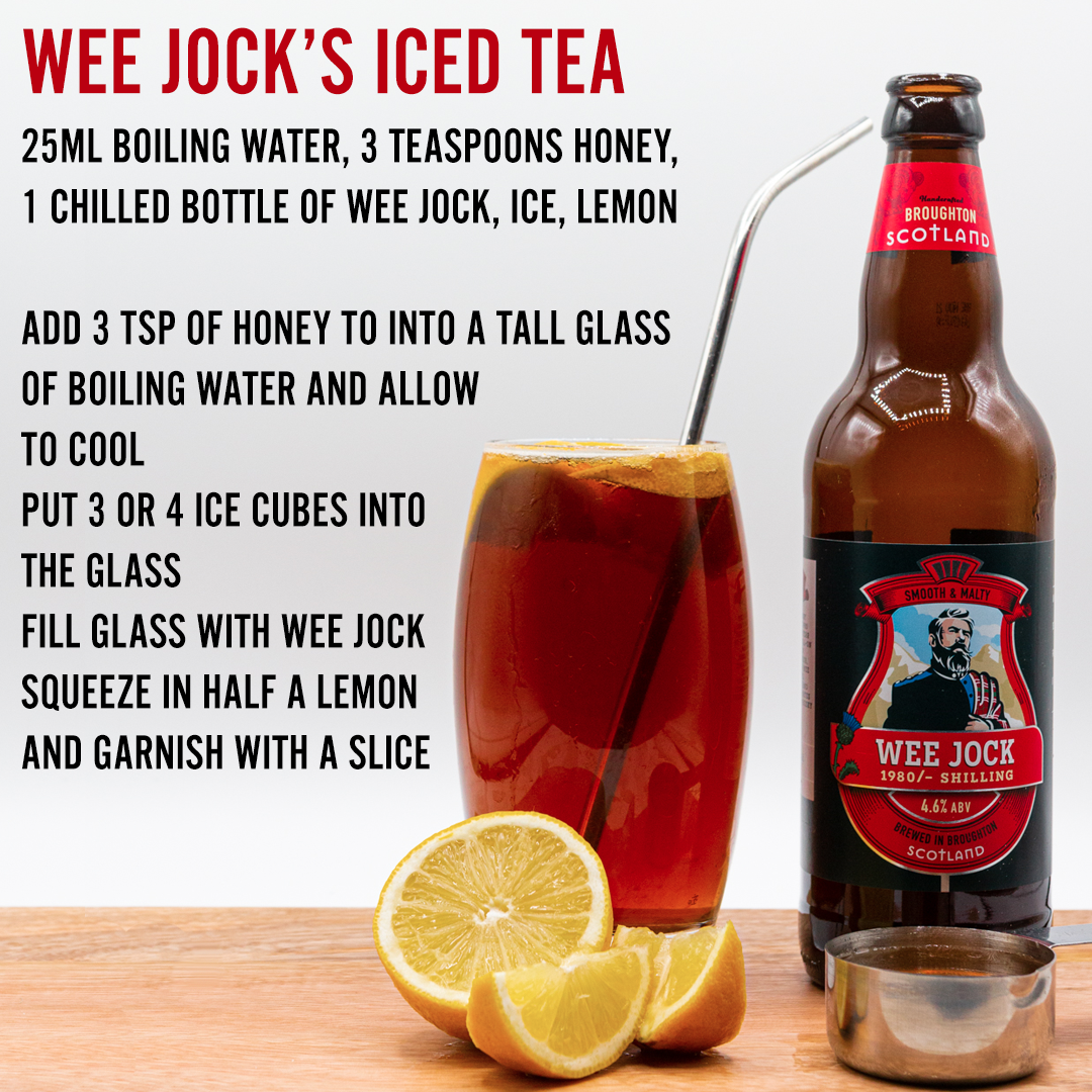 Wee Jocks Ice Tea Cocktail Recipe: Boiling Water, Honey, Wee Jock, Ice, Lemon